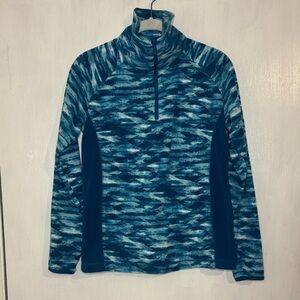 Columbia Women’s Medium Quarter Zip Blue/White Patterned Fleece Pullover
